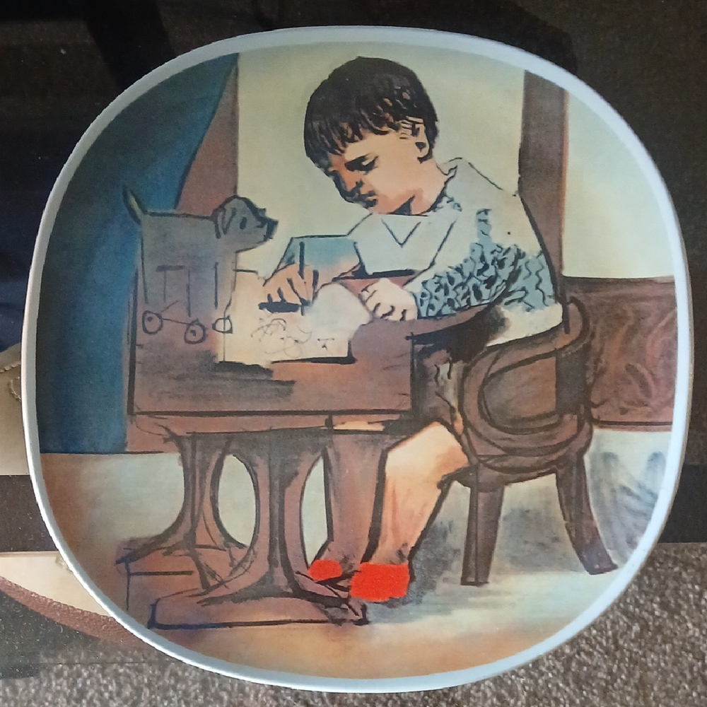 Charming Child and Dog Art Plate